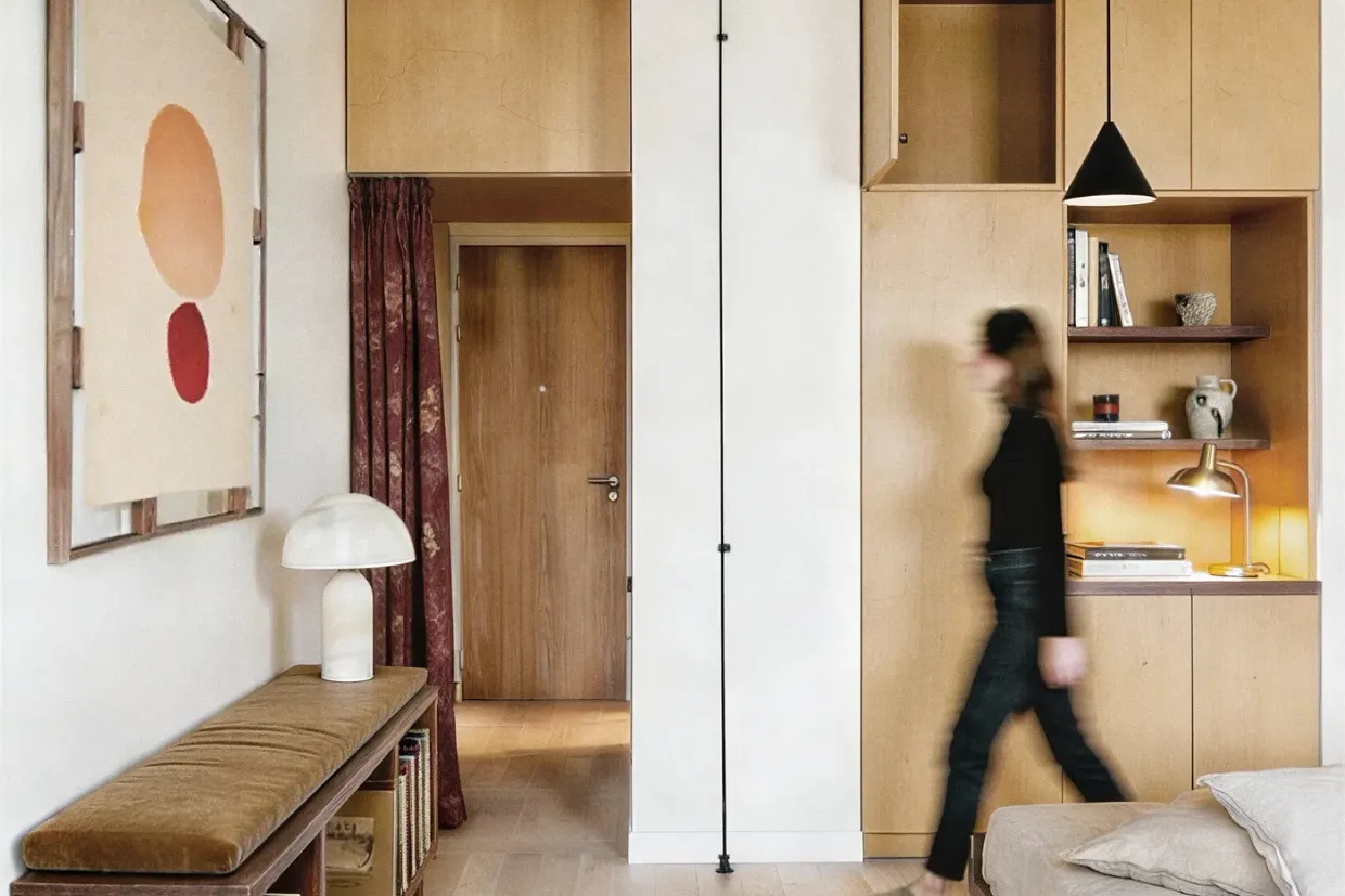 Séjour du Studio Levallois, rénovation d’appartement par Atelier Cantera à Levallois-Perret